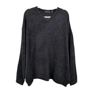 BARACUTA Men's Charcoal Textured Sweater Long Sleeve V-Neck Wool Blend XXL
